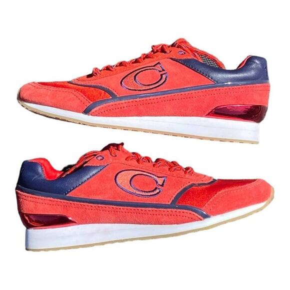 Coach Shoes - COACH 1941 Rosie Red Blue Suede Leather Runner Athletic Sneaker Women's 6.5M
